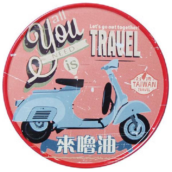 圓形磁鐵杯墊-紅偉士 文創商品,台灣文化,懷舊商品,復古風,紀念商品,台灣味,台灣文創,杯墊,磁鐵,木子創意。