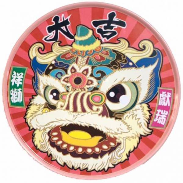 圓形磁鐵杯墊-祥獅獻瑞 文創商品,台灣文化,懷舊商品,復古風,紀念商品,台灣味,台灣文創,杯墊,磁鐵,木子創意。