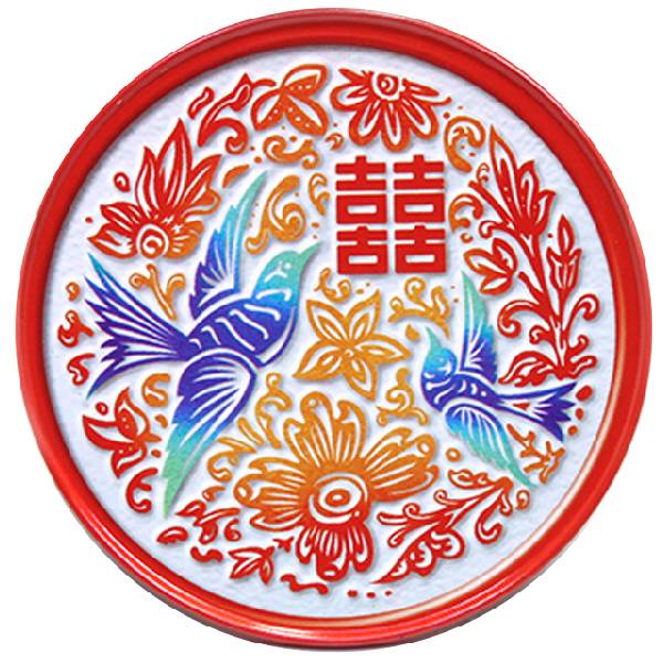 圓形磁鐵杯墊-喜鵲花 文創商品,台灣文化,懷舊商品,復古風,紀念商品,台灣味,台灣文創,杯墊,磁鐵,木子創意。