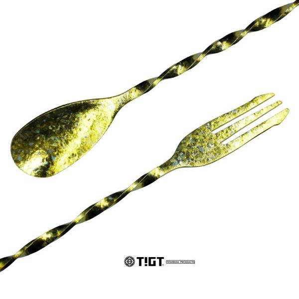 鈦製鎏金螺旋叉勺 - 長度 245mm，純鈦打造 鈦金屬,錶帶,餐盒,便當盒,營養午餐,露營,健康,癌症,罕見疾病,SPACE X,LISA,GD,LV,BV,BMW,BENZ,TESLA,輝達,黃仁勳,IF設計獎,鈦,LVMH,保時捷,日本,JAPAN,伊朗,設計,鈦金屬,露營,GQ,Snowpeak,RAV4,VW,00940,颱風,地震,哪吒,GARMIN,APPLE,SAMSUNG,川普,手機殼,調酒