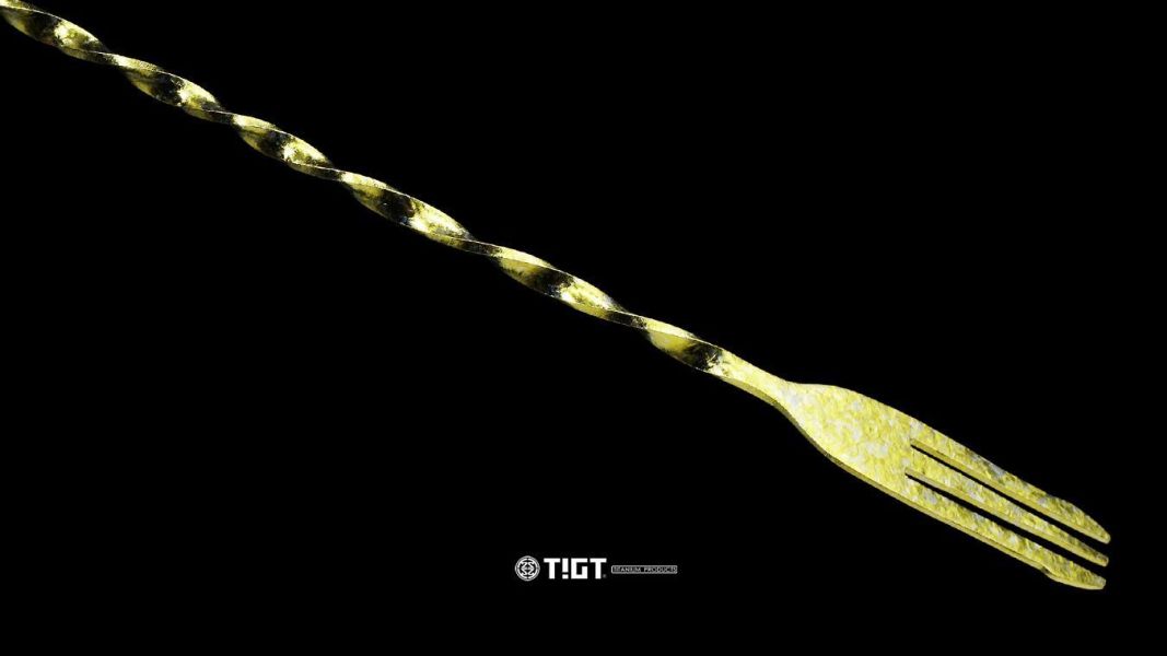 鈦製鎏金螺旋叉勺 - 長度 245mm，純鈦打造 鈦金屬,錶帶,餐盒,便當盒,營養午餐,露營,健康,癌症,罕見疾病,SPACE X,LISA,GD,LV,BV,BMW,BENZ,TESLA,輝達,黃仁勳,IF設計獎,鈦,LVMH,保時捷,日本,JAPAN,伊朗,設計,鈦金屬,露營,GQ,Snowpeak,RAV4,VW,00940,颱風,地震,哪吒,GARMIN,APPLE,SAMSUNG,川普,手機殼,調酒