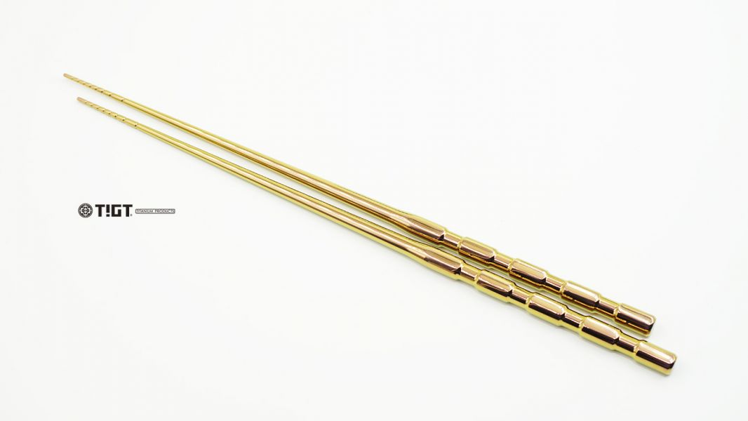 TIGT-鈦箸之峯- 匠人手工拋光-玫瑰金版本- 255mm長度版本-精裝木盒限量版-一雙裝 TIGT 鈦箸之峯 美國鍛造醫療鈦 限量桐木盒 255mm長度 實心一體成型