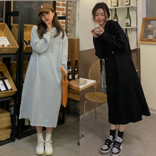 ALORA 校園慵懶連帽T恤洋裝 
