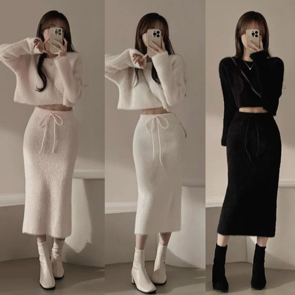 ALORA 法式仿貂毛兩件式套裝 