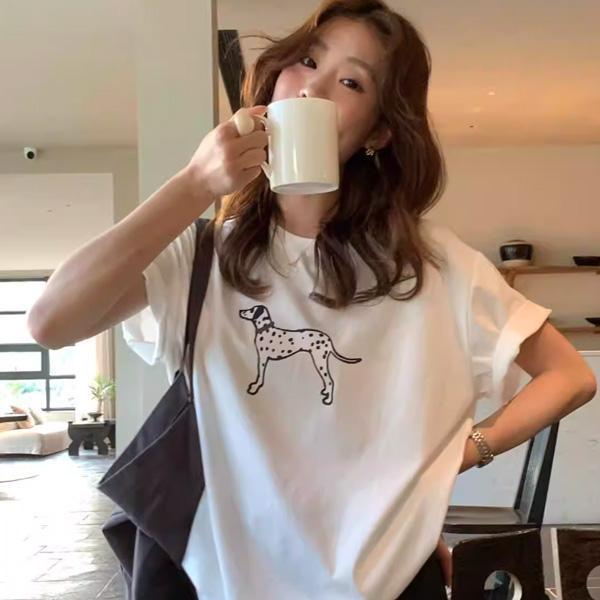 ALORA 韓系大麥町狗狗印花短T 