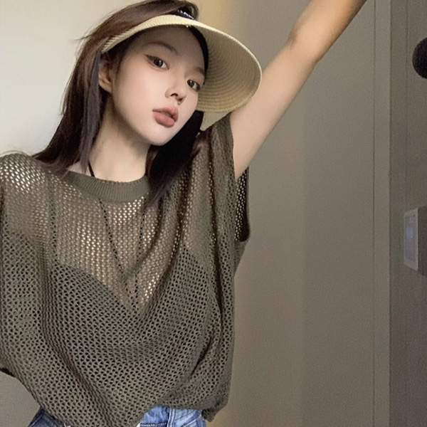 ALORA 性感簍空罩衫上衣 