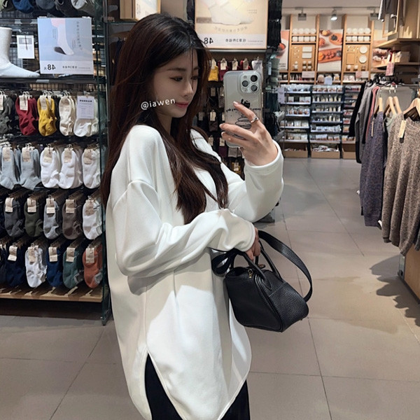 ALORA 加絨加厚純白長T 