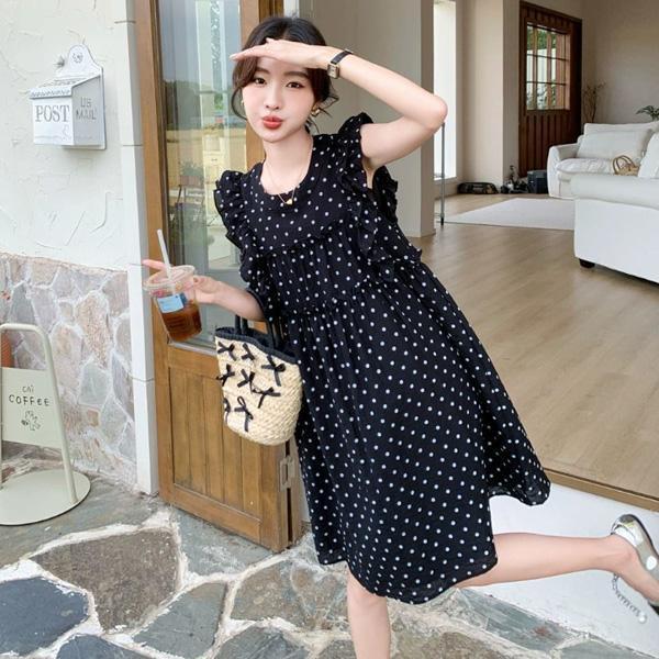 ALORA 圓點點蛋糕荷葉洋裝 