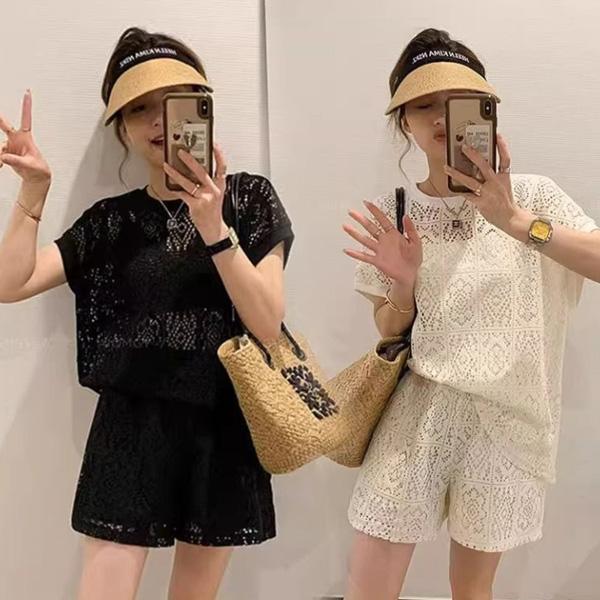 ALORA 法式蕾絲簍空兩件式套裝 