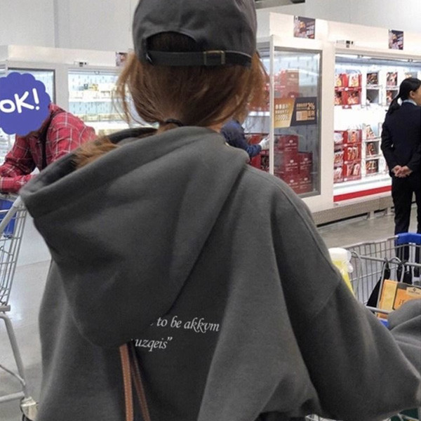 ALORA 個性英文字加絨連帽衛衣 