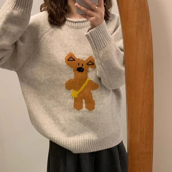 ALORA 卡通熊背包包針織毛衣 
