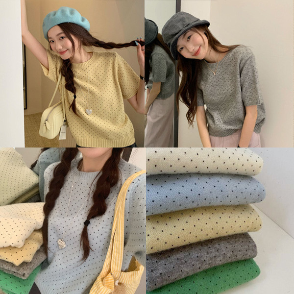 ALORA 超甜!小波點點短袖針織 