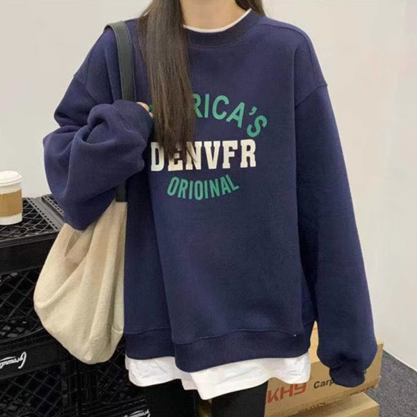 ALORA 三排英文字假兩件衛衣 