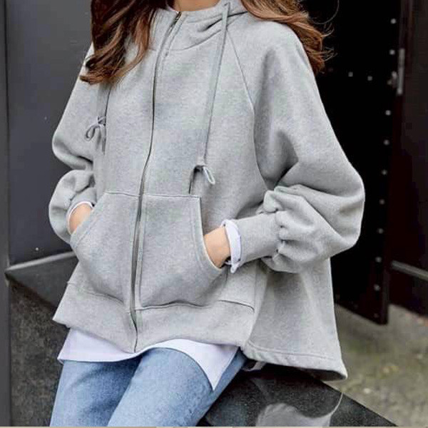 ALORA 休閒落肩傘擺連帽外套 