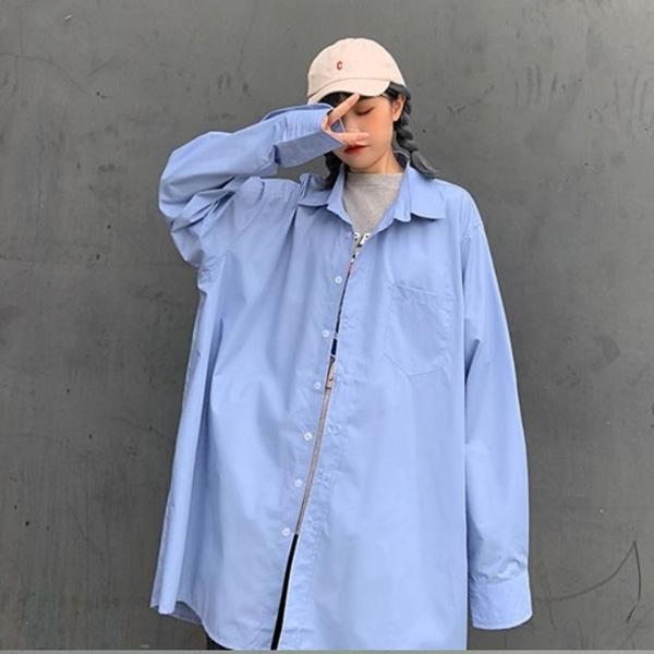 ALORA 簡單純色長袖襯衫 