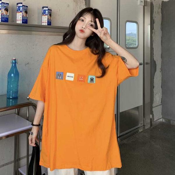 ALORA 拼貼感表情短T 