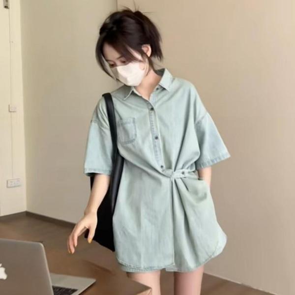 ALORA 交叉感牛仔兩件式套裝 