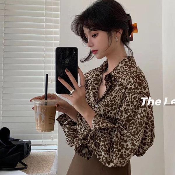 ALORA 超美滿版豹紋襯衫 