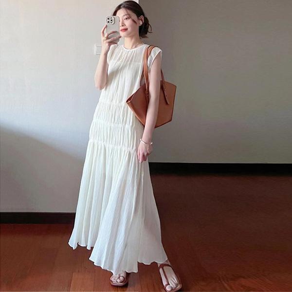ALORA 女神抓皺感雪紡洋裝 