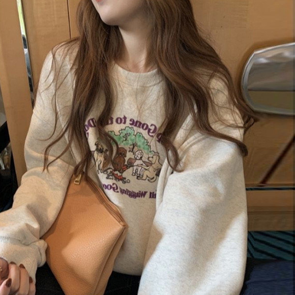 ALORA 森林狗狗印花加絨衛衣 