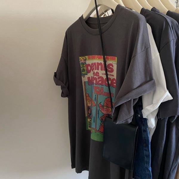 ALORA 牛仔男孩印花短T 