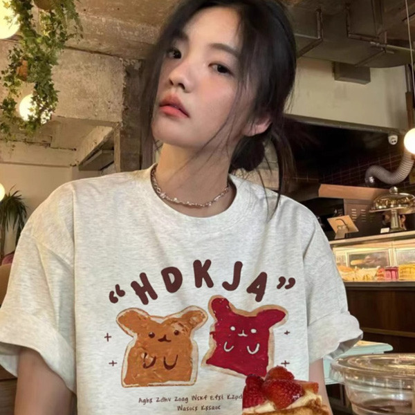 ALORA 兩隻長耳兔兔印花短T 