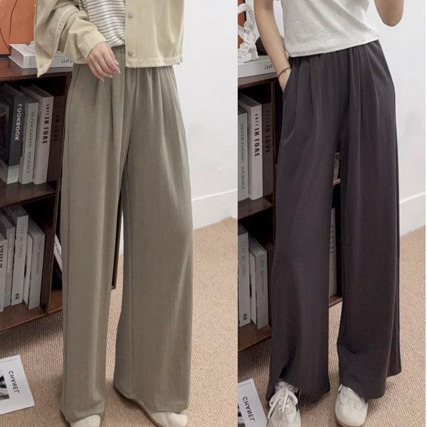 ALORA 天絲砂洗棉高垂墜寬褲 