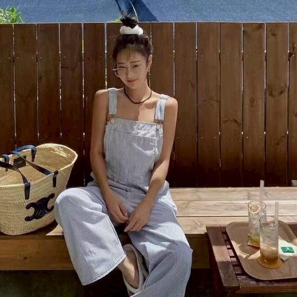 ALORA 逆齡可愛方釦吊帶長褲 