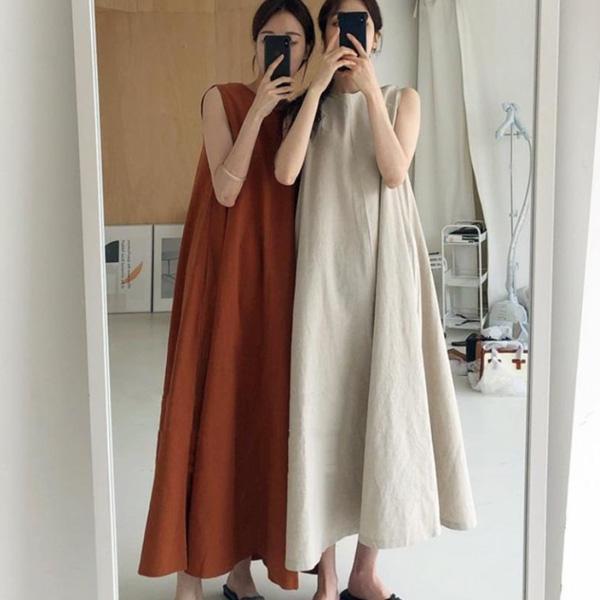 ALORA 高雅棉麻無袖洋裝 