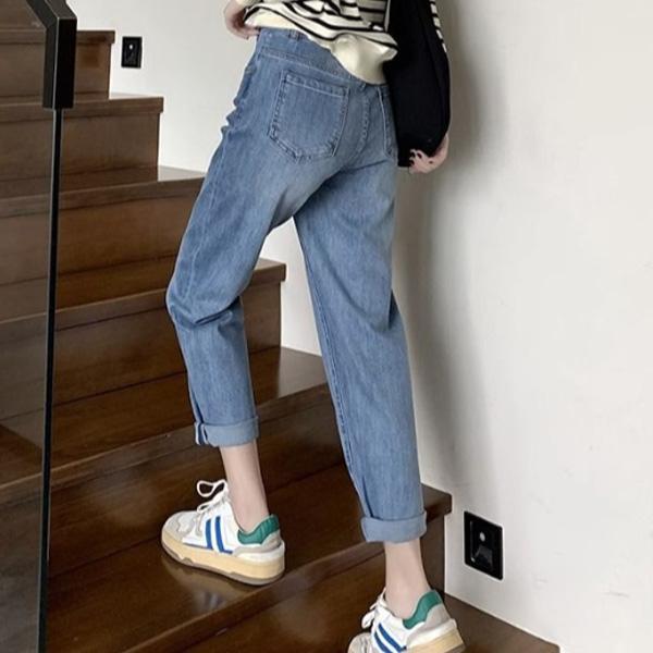 ALORA 經典!!刷色水洗牛仔長褲 