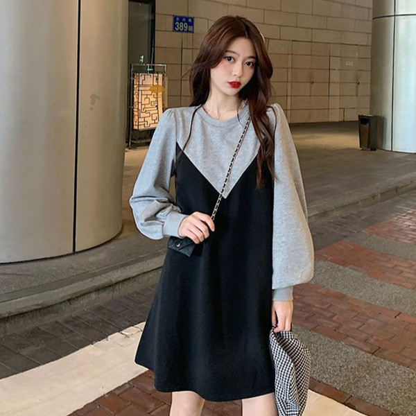 ALORA 假兩件灰黑洋裝20 