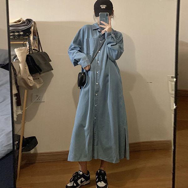 ALORA 知性單口袋牛仔洋裝 