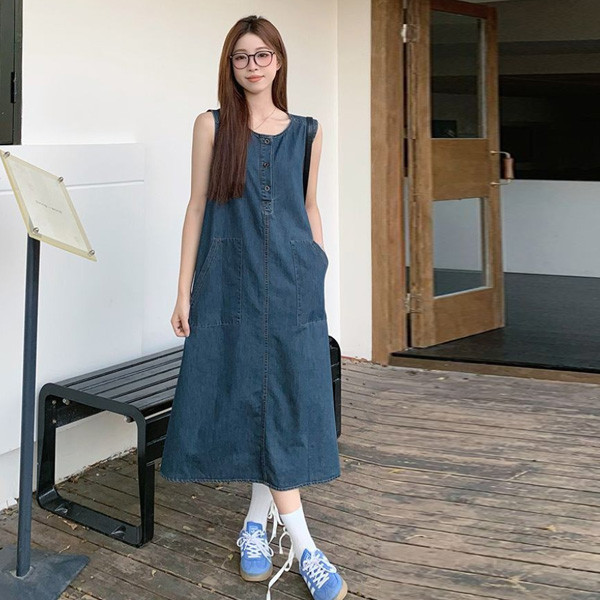 ALORA 人人買背心牛仔洋裝 