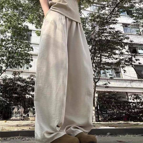 ALORA 韓國肌理感冰絲空氣寬褲 