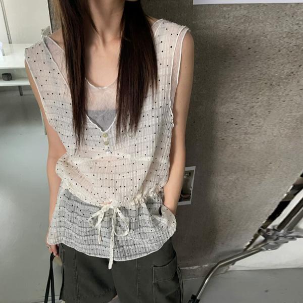 ALORA 薄透小點點背心上衣 