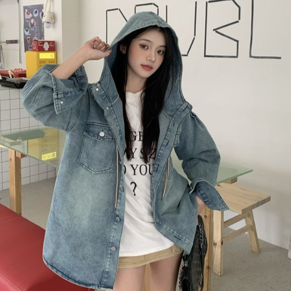 ALORA 隨興水洗連帽牛仔襯衫 