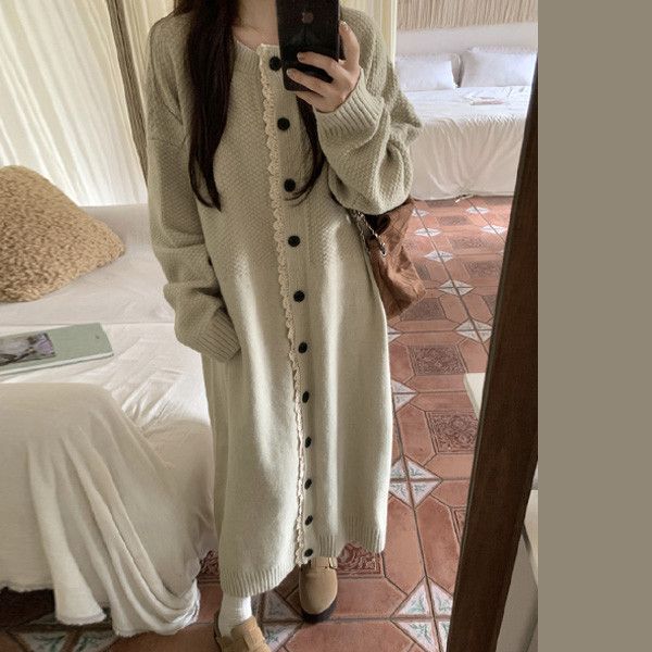 ALORA 優雅滾邊蕾絲針織洋裝 