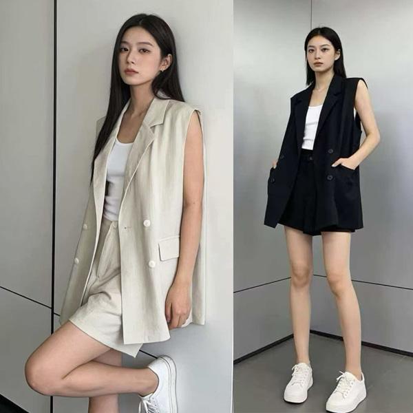 ALORA 雙排扣西裝領兩件式套裝 