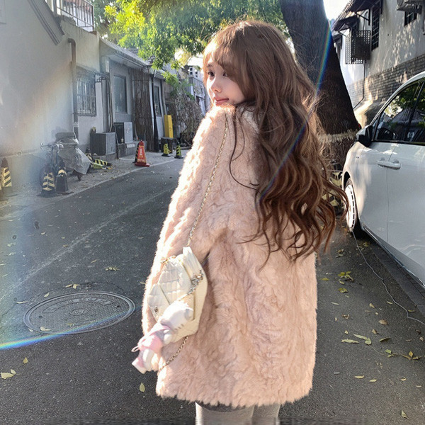 ALORA 超美仙女!粉色羊羔毛外套 