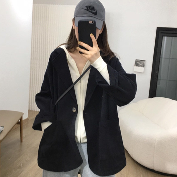 ALORA 弧形下擺落間翻領西裝外套 