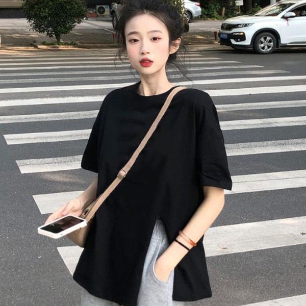 ALORA 熱賣!側邊開岔純棉短T 