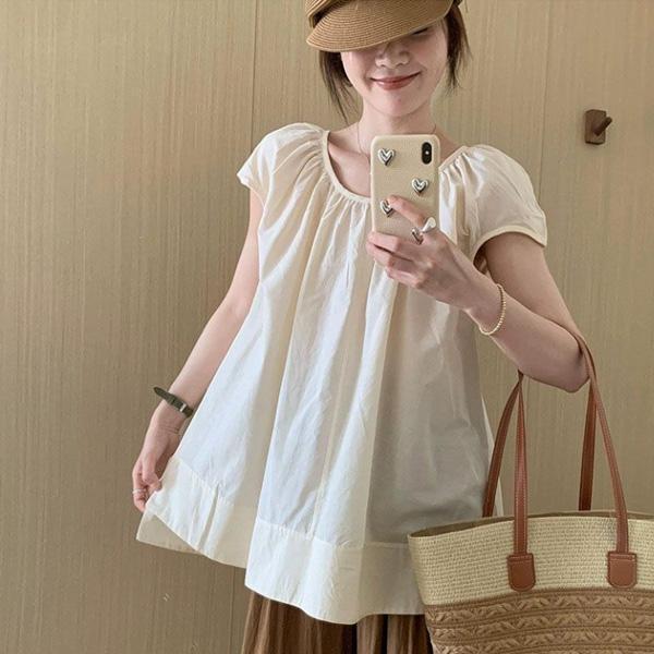 ALORA 甜美~圓領寬鬆背心上衣 