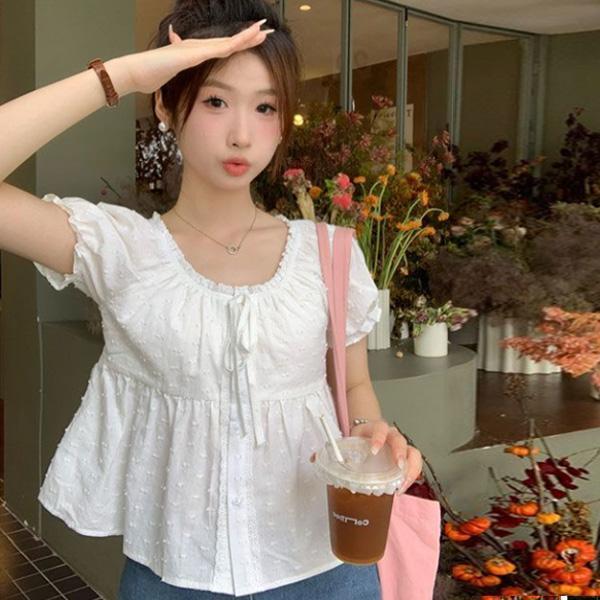 ALORA 蕾絲點點布料娃娃上衣 