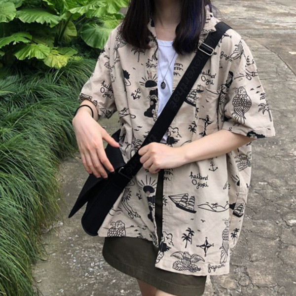ALORA 復古懷舊系塗鴉襯衫 