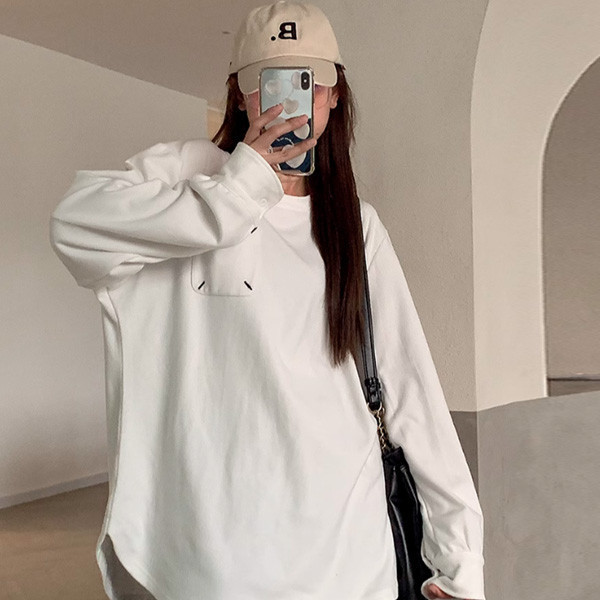 ALORA 口袋交岔點綴德榮長T 