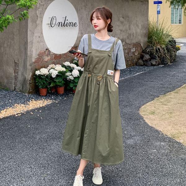 ALORA 小貼標吊帶洋裝兩件式套裝 