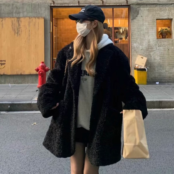 ALORA 泰迪熊可愛羊羔毛環保皮草 