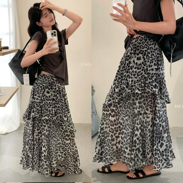 ALORA 紙片人不規則豹紋兩件式套裝 