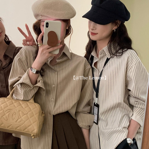 ALORA 輕鬆入手百搭直條長袖襯衫 