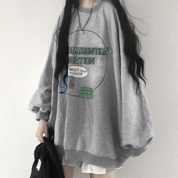 ALORA 圈圈英文卡通印花衛衣 